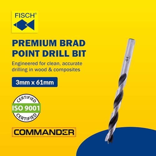 Premium Brad Point Drill Bit - High-Accuracy Woodworking Size: 3mm x 61mm - size: 3 mm x 61 mm (Pack of 1)