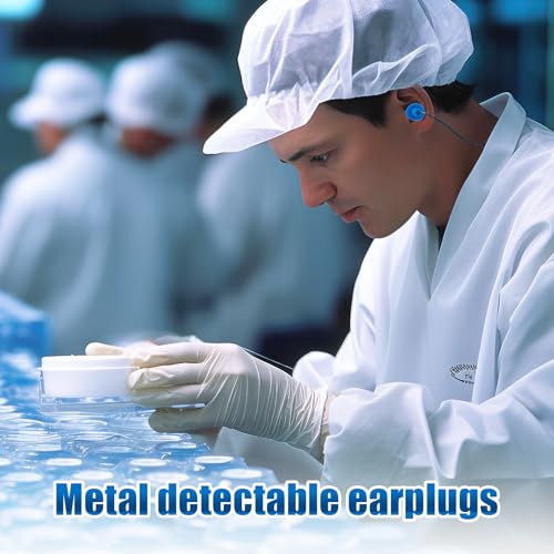 Blulu 500 Pair Metal Detectable TPR Corded Ear Plugs Bulk Blue Disposable Earplugs with Detectable String Noise Cancelling Sound Blocking for Food Services Industry Pharmaceutical Pulp and Paper