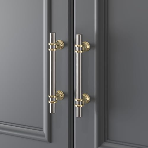 Haliwu 10 Pack 4 Inch Brused Nickel and Gold Cabinet Handles | 102mm Hole Center, Solid Aluminum and Zinc Alloy, Kitchen Pulls Hardware for Bathroom Drawer Dresser - color: Brushed nickel&Gold, size: 4-inch (102mm) hole spacing