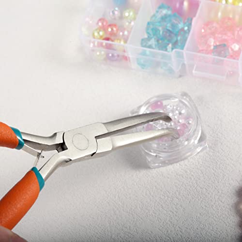 Small Bent Needle Nose Pliers for Jewelry Making 5.5 Inches Angled Needle Nose Pliers With Serrated Jaw Needle Remover Pliers With Lanyard Curved Handle Working In Tight Spaces - style: Bent Needle Nose Plier