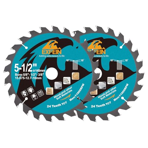 5-1/2 Inch Miter/Table Saw Blades 2pcs, 24 Teeth ATB TCT Fine Finish Wood Cutting Circular Saw Blade with 5/8 Inch Arbor - size: 140mm 24T