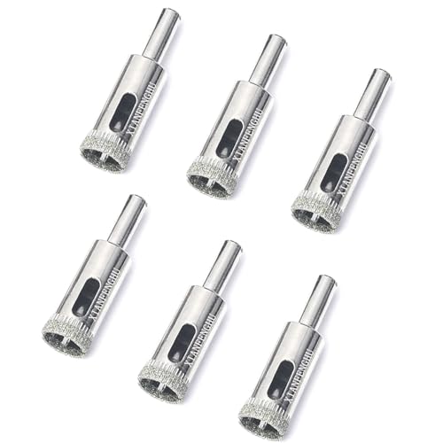 Diamond Drill Bits for Glass, 1/2" Diamond Hole Saw Kit for Stone, Ceramic Bottles, Pots, Marble, Tile Cutting 6 PCS - size: 1/2 in