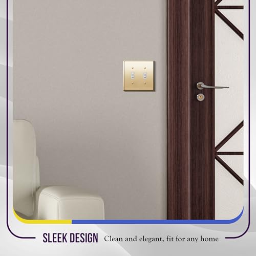 ENERLITES Double Toggle Switch Metal Wall Plate, 2-Gang, Polished Brass - color: Polished Brass, size: Standard Size