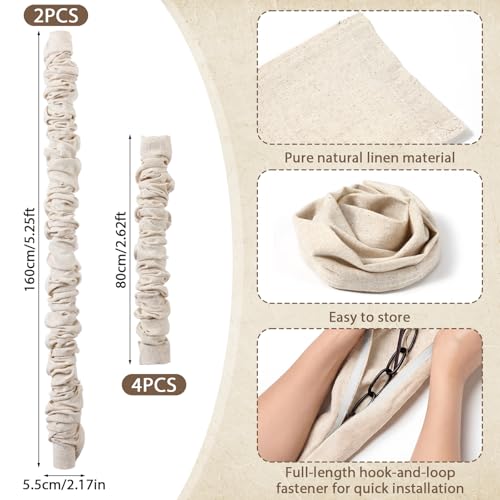 2×5.3ft, 4×2.6ft 6 Pack Fabric Cord Cover for Electric Wire, Beige - size: 2×5.3ft, 4×2.6ft