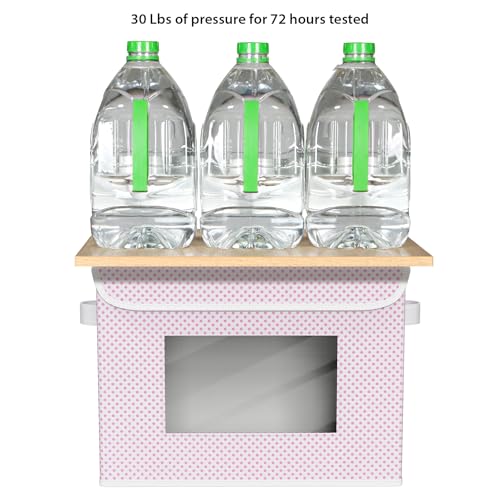 Univivi Fabric Foldable Storage Boxes with Lids, 4 Pack, Pink - color: Pink Polka Dot