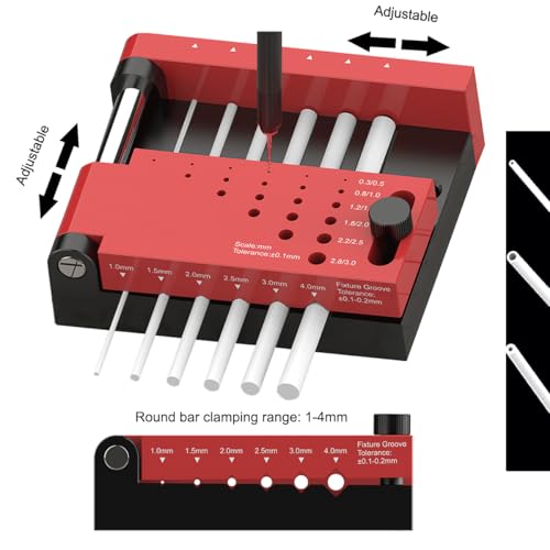 Round Rod Center Locator Drill Guide Jig,Dowel Jig Kit Drill Guide Self Centering Jig Adjustment Punching Hole for Model Building Tool, Figure DIY Modification,Crafts on Glue Sticks