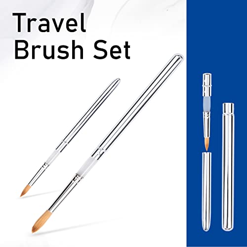 Falling in Art 2 Pcs Round Travel Paint Brush Set - size: 2 Pcs Round Kolinsky Hair