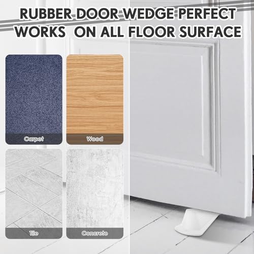 Frienda 2 Pcs Heavy Duty Rubber Door Stops Wedge Stackable,White - color: White