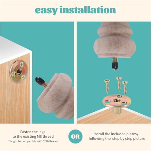 2 Inch Wooden Unfinished Bun Feet Set of 4