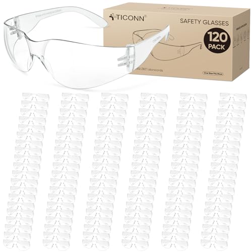 TICONN Clear Safety Glasses for Men & Women, ANSI Z87.1 Safety Goggles - style: 120 Pairs