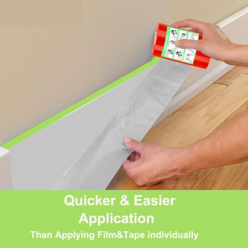 Pre-Taped Masking Film with Dispenser - 22" x 66' Painters Plastic - color: 1 Dispenser 2 Refill 22" x 66'