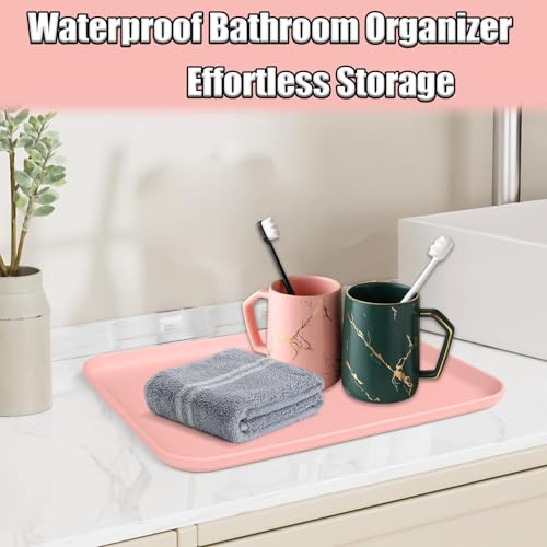 Plastic Serving Trays, 12 Pack Cafeteria Trays Plastic Fast Food Tray for DIY Projects, Painting, Beads, Organizing Supply, 9.4 X 6.7 X 0.6 Inches (Light Pink) - color: Light Pink
