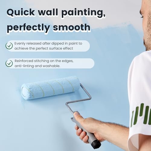 VOOMEY 9 Inch Microfiber Paint Roller Covers, 3/8" Nap 15PCS - size: 9 inch 15pcs