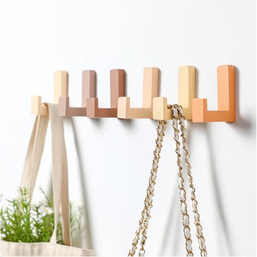 Teenyyou 6 Pcs Cute Kids Wall Hooks Adhesive for Backpack Neutral Colors - color: Neutral Colors
