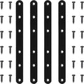 4 Pack Black Straight Brace Brackets 8 Inch Stainless Steel Flat Mending Plates, Heavy Duty Repair Fixing Joining Brackets for Wood with Screws