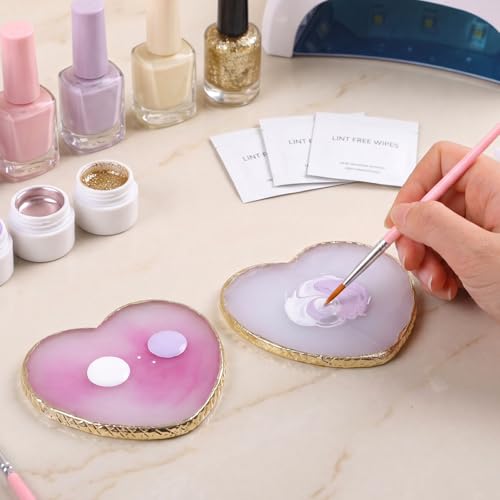 SUMAJU 2 Pack Heart Resin Nail Art Palette, Nail Art Painting Nails Polish Palette - color: purple, white
