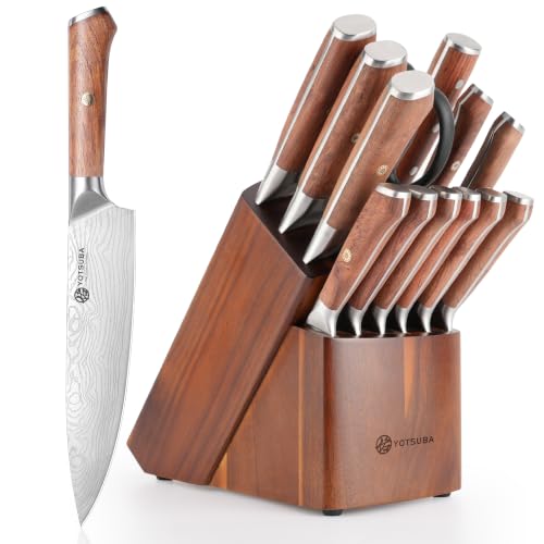YOTSUBA 14 PCS Japanese Knife Set with Block and Sharpening Rod - style: 14PCS knife block set