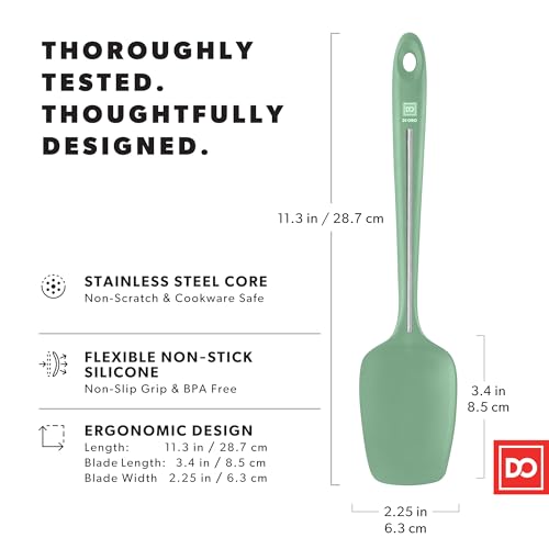 DI ORO Silicone Spoonula - Spoon Spatula, 600F Heat Resistant, Sage - color: Sage