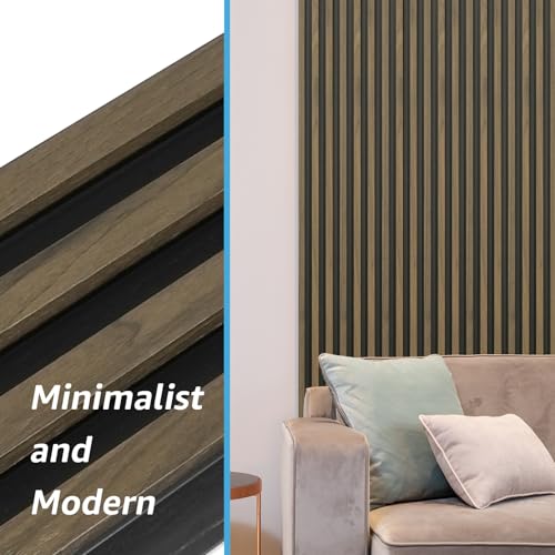 Art3d 96 x 6 Inch 3D Fluted Wood Textured Slat Wall Panel, 8-Pack, Ebony - color: Ebony, size: 96*6