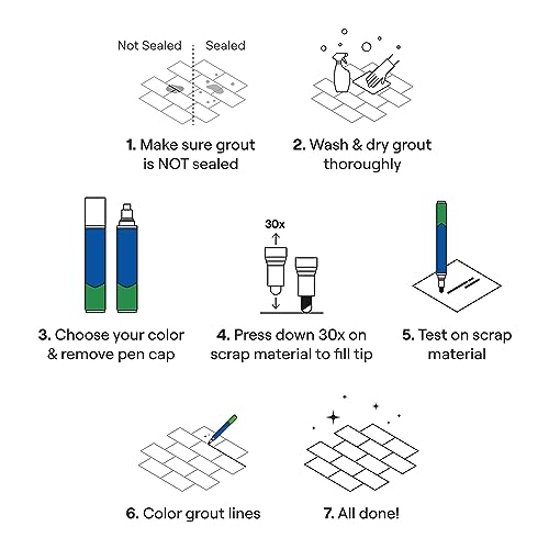 Grout Pen White Tile Grout Paint Marker - Narrow 5mm Tip (7mL) - 3 Pack - style: White