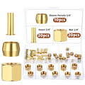 Compression Fittings, 1/4 Compression Fitting Brass Assortment Kit Include Sleeve Ferrule, Nut Used to Connect Lines for Air Water Fuel Oil and Inert Gases