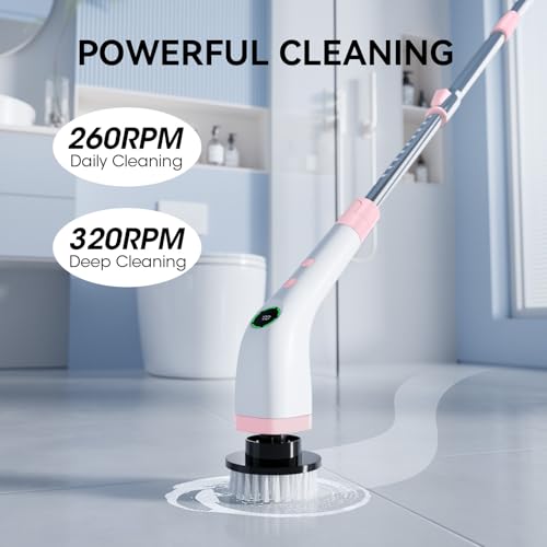 Electric Bathroom Cleaning Brush Cordless Shower Scrubber SD-CTB01 - color: Pink
