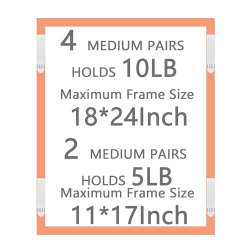 Gisde Medium Picture Hanging Strips Heavy Duty, 20-Pairs(40 Strips) Sticky Picture Hangers for Walls No Damage Wall Picture Hangers Without Nails Refill Adhesive Poster Strips (Medium-20 Pairs) - size: Medium-20 pairs