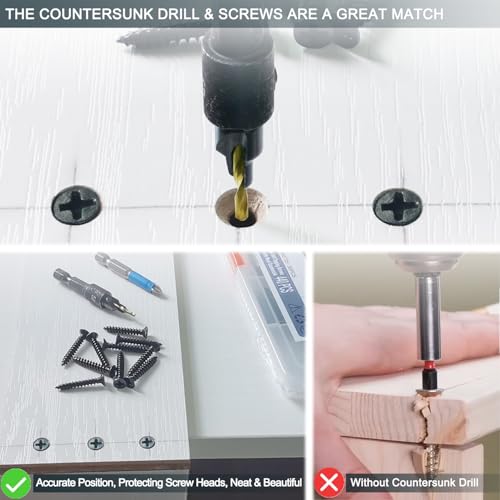 380PCS Flat Head Phillips Wood Screws Assortment Kit with Countersink | High Quality, Strong Rust-proof, 9 Lengths, Included Bit, Great Grip, Ease of Use - size: CSQ235 M3.5