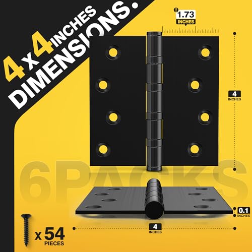 KOLET Ball Bearing Door Hinges, 4 x 4 Inches, Matte Black, 6 Pack - color: Black, size: 6 Pack