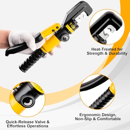 Hydraulic Crimping Tool, 9 Pairs Dies 12-2/0 AWG | Steel hydraulic crimper for 1/16",1/8",3/16" stainless cable railing, suited for vehicle wiring & electrical service