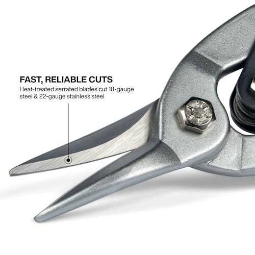 Klein Tools 1202S Metal Shears, Aviation Snips, Straight Cut - style: Straight-Cutting
