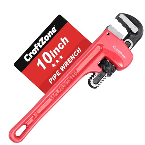 10-Inch Aluminum Pipe Wrench, 10-Inch, Heavy-Duty Adjustable Straight Plumbing Wrench, Drop-Forged Jaw, Lightweight Design, Versatile for Plumbing & Home Repair - size: 10IN