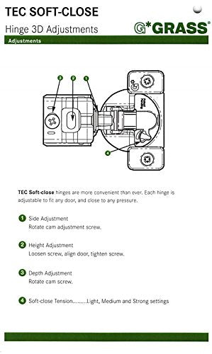 10 Pack Rok Hardware Grass TEC 864 108 Degree 1/2" Overlay Custom 3 Level Soft Close Screw On Compact Cabinet Hinge 04431A-15 3-Way Adjustment 45mm Screw Hole Pattern