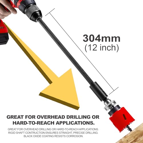 GEINXURN General Quick-Change Hole Saw Mandrel Kit, Includes 7/16-inch and 3/8-inch Arbor, 3 Pilot Drills, 2 hex Wrenches,Springs with 8“-3/8 inch and 10”-1/2 Inch Hex Shank Locking Impact Extension - size: GHSM038LX2EC