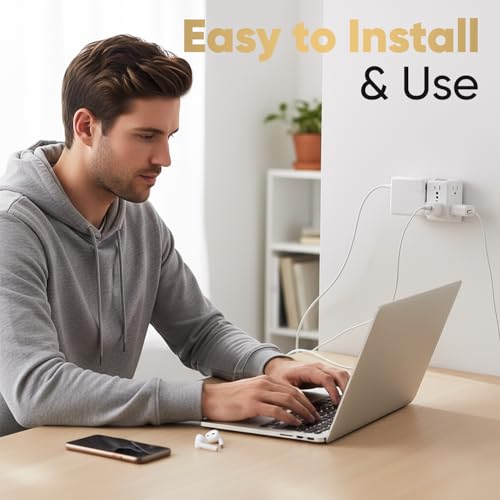 Unidapt 6 Outlet Wall Plug Extender, Surge Protector Power Strip, 1-Pack | 900 Joules, 3 Sided Wide Spaced Outlets, Mountable Wall Tap Multi Plug Charger Expander for Home, Office and Travel - style: 1-Pack