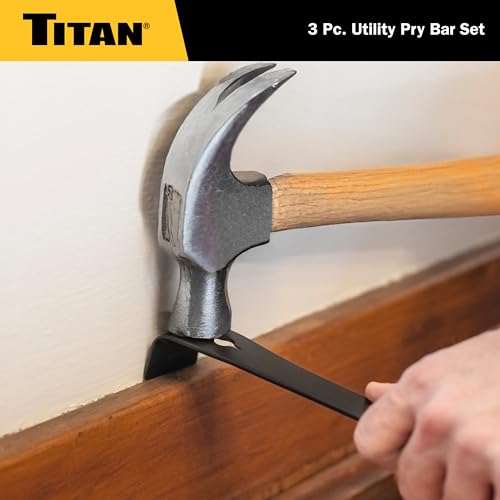 Titan 17121 3-Piece Flat Pry Bar set, 5.5", 7.5" & 9.5"Utility Claw Bars with Nail Puller, Forged Steel Wonder Bar - size: 3 Piece Utility Set
