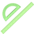 Zonon 2 Pcs 12 Inch Clear Ruler and 6 Inch Plastic Protractor Set, Green - color: Green