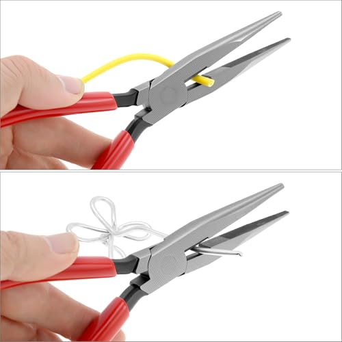 QWORK Long Nose Pliers 8 Inch, Precision Cutting and Gripping Tool for Electricians Mechanics and DIY, Needle Nose Plier for Home and Workshop