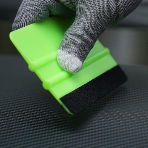 2-Pack Felt Edge Squeegee Tool for Vinyl Wrap & Wallpaper Smoothing, Plastic Scraper with Replacement Fabric Felts, Anti-Scratch Applicator for Car Window Tint, Glass Film & Craft Decals - color: Green