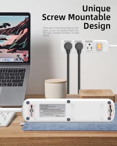 Flat Plug Power Strip Surge Protector 3 Outlets, Extension Cord 3 ft 3 Prong, 300J, 10A/1250W, Overload Protection Switch, Plug Strip for Home Office, Child Safety Slide Outlet Covers - style: 3ft/Ordinary Flat Plug