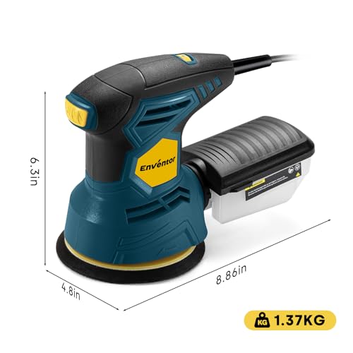 Enventor Orbital Sander with 6 Speeds, Dust Collection, 5 in, 2.5A Corded - size: 2.5A