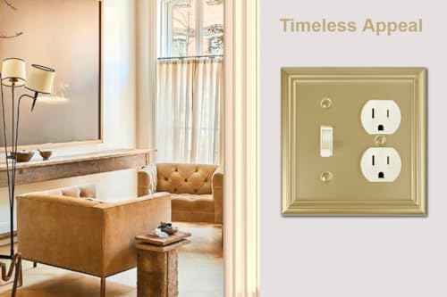 OKAWYC Toggle/Duplex Light Switch Cover Adler Metal Wall Plate, 2-Pack Brushed Brass 2 Gang, for Light Switch Cover Outlet Cover Decorative Wallplate, Durable - size: Toggle/Duplex