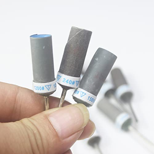 10 Pcs 3/32" Shank Mixed Grit Sandpaper Rolls Sanding Drum Set