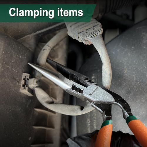 SPEEDWOX High Leverage Long Nose Pliers Pistol Grip Pliers High Leverage Pistol Grip Professional Tool Wire Cutters Reduce Effort by 35% Offset Angled Head Offers Increased Access and Leverage - style: Long Nose Pliers