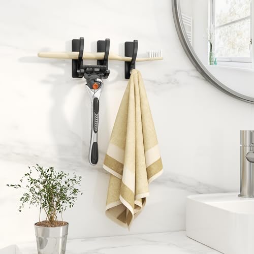 pickpiff Adhesive Wall Hooks for Coat/Towel, Hold 13LB, Black 6 Pack - color: Black, size: 6 Pack