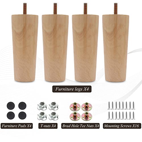 4pcs 4.8 Inch Wood Furniture Legs - size: 4.8 Inch