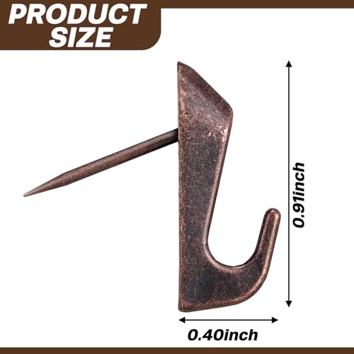 Hotop 30 Pcs Push Pin Hooks 20 Lbs Picture Hanger, Red Bronze - color: Red Bronze