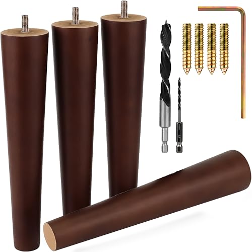 Airy Abode Premium Walnut Wood Furniture Legs (Full Install Kit) - Pick Your Size and Color - color: Brown, size: 10 Inches