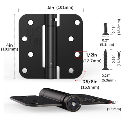 2 Pack 4 Inch Self Closing Door Hinges, Gloss Black - size: 4" (2 Pack)