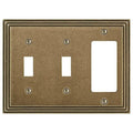 Amerelle Steps Double Toggle/Single Rocker Cast Metal Wallplate in Rustic Brass - color: Rustic Brass, size: 2 Toggle / 1 Rocker